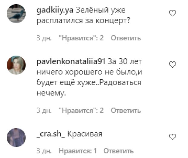 Комментарии на пост Лилии Ребрик в Instagram