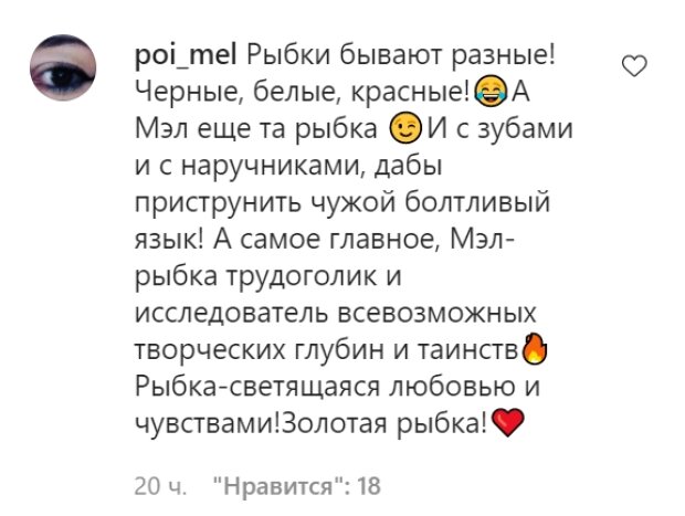 Комментарии со страницы Melovin в Instagram