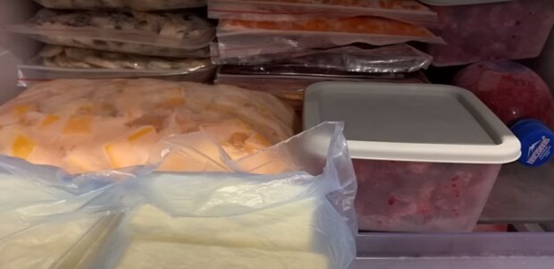 Запасы в морозилке: скрин с видео