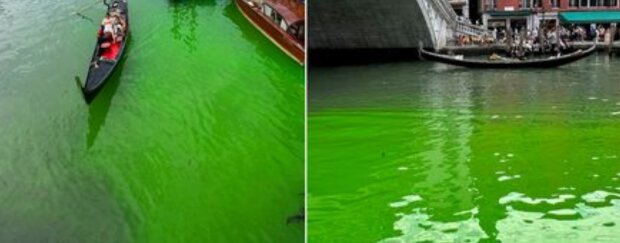 Зеленая вода в Венеции: скрин из соцсети