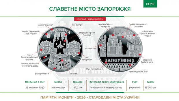 Монета на честь Запоріжжя