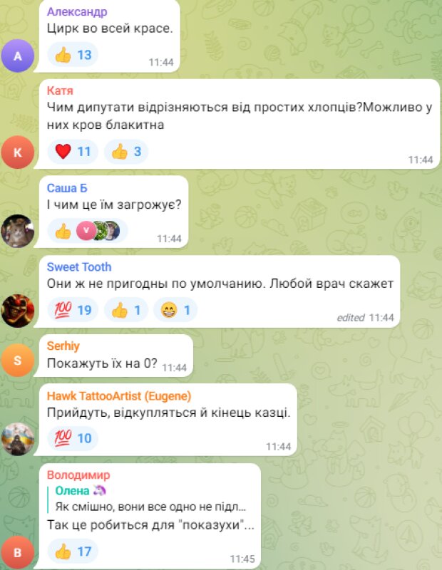 Cріншот коментарів українців